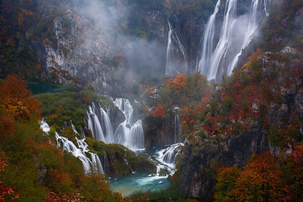 Autumn season in Plitvice Lakes National Park in Croatia